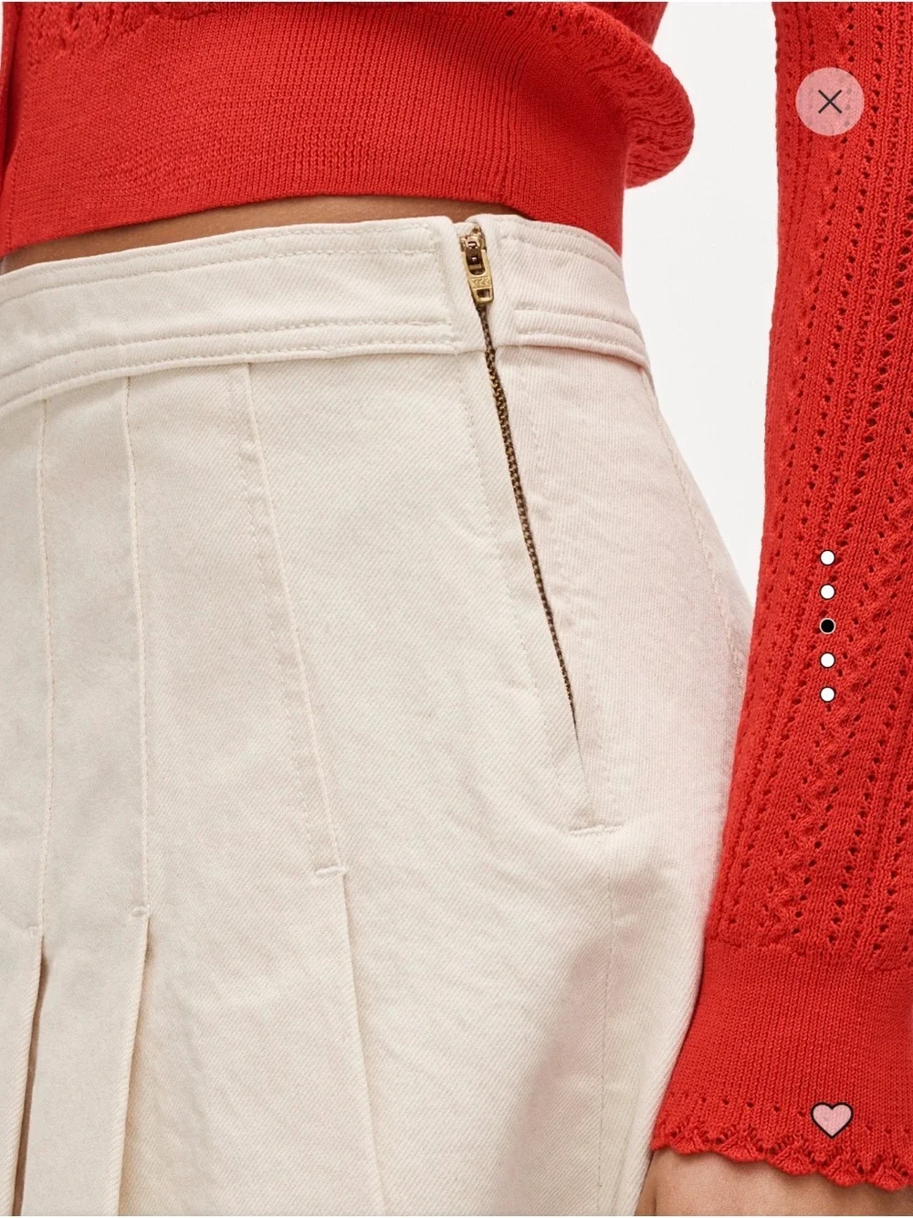 J. Crew Pleated Mini Skirt in Cream NWT